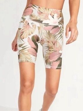Old Navy Active PowerSoft Bike Shorts Multicolored Tropical Floral Print Medium